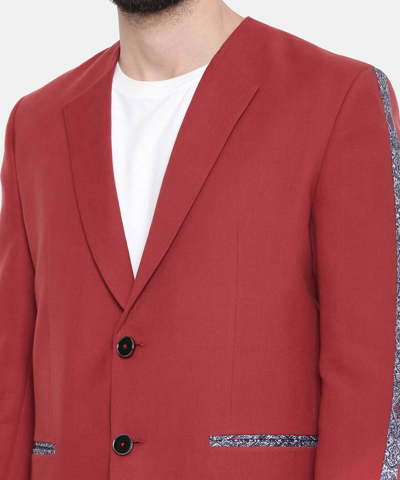 Red Printed Cotton Blazer