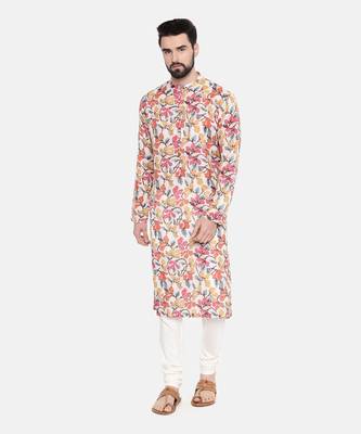 Beige/Yel/Pnk Printed Kurta Set 1