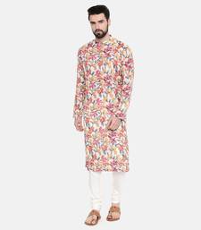 Beige/Yel/Pnk Printed Kurta Set