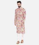 Beige/Yel/Pnk Printed Kurta Set