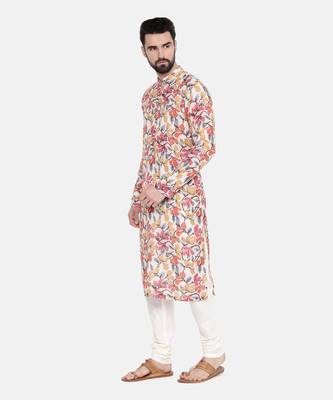 Beige/Yel/Pnk Printed Kurta Set 2