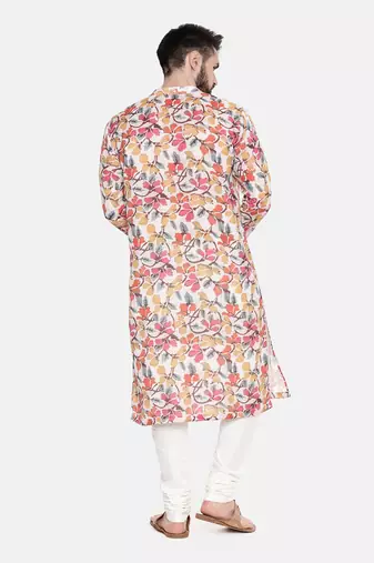 Beige/Yel/Pnk Printed Kurta Set