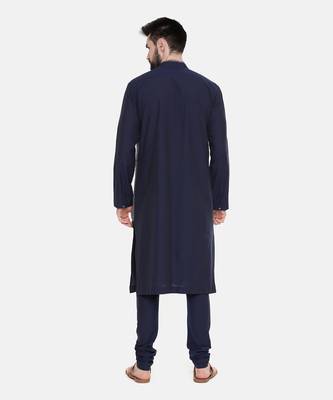 Blue Printed Silk Kurta Set 5