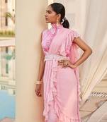 Pink Georgette  Saree