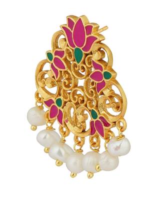 Glory Lotus Stud Earrings In Pink Enamel 2
