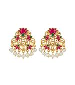 Glory Lotus Stud Earrings In Pink Enamel