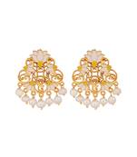 Glory Lotus Stud Earrings In White Enamel