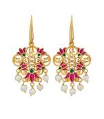 Dream Lotus Drop Earrings In Pink Enamel