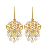 Dream Lotus Drop Earrings In White Enamel