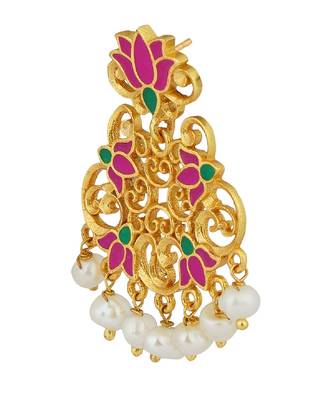 Mystic Lotus Stud Earrings In Pink Enamel 2