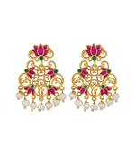 Mystic Lotus Stud Earrings In Pink Enamel