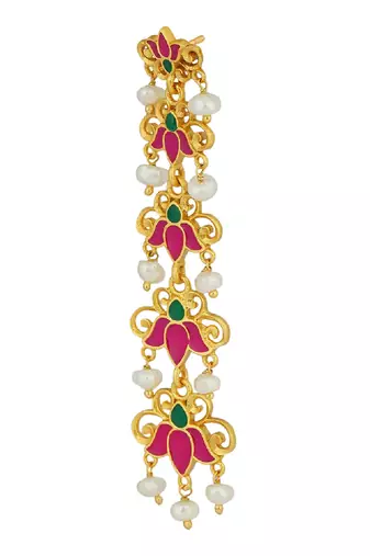 Lotus Garden Drop Earrings In Pink Enamel