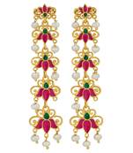 Lotus Garden Drop Earrings In Pink Enamel