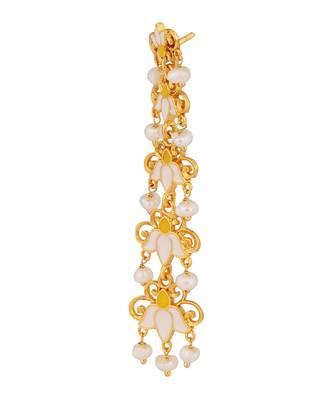 Lotus Garden Drop Earrings In White Enamel 2