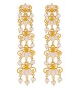 Lotus Garden Drop Earrings In White Enamel