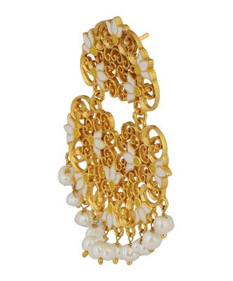 Serene Lotus Earrings In White Enamel 2