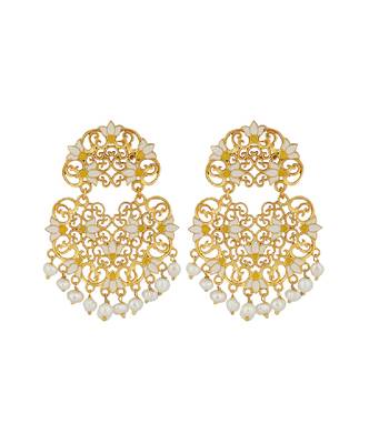Serene Lotus Earrings In White Enamel 1