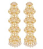 Lotus Grace Statement Earrings In White Enamel