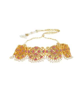 Lotus Lace Choker Necklace In Pink Enamel 1