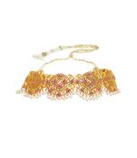 Lotus Lace Choker Necklace In Pink Enamel