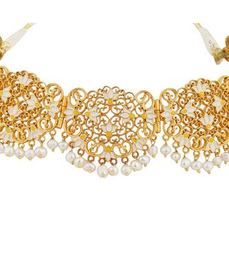 Lotus Lace Choker Necklace In White Enamel 2