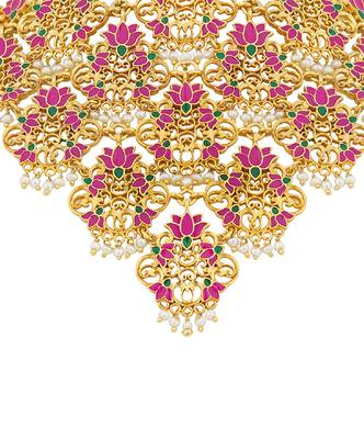 Rani Lotus Choker Necklace In Pink Enamel 2