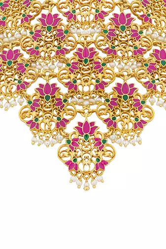 Rani Lotus Choker Necklace In Pink Enamel