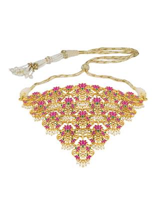 Rani Lotus Choker Necklace In Pink Enamel 1