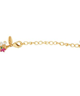 Lotus Silk Delicate Collar Necklace In Pink Enamel 2