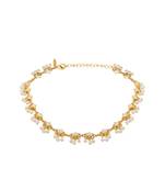 Lotus Silk Delicate Collar Necklace In White Enamel