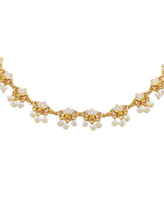 Lotus Silk Delicate Collar Necklace In White Enamel 3