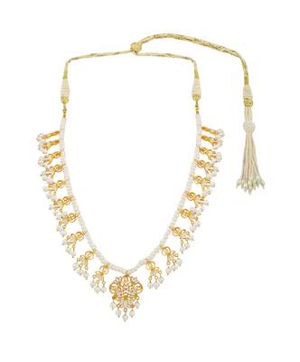 Lotus Drops Pearl Necklace In White Enamel 1