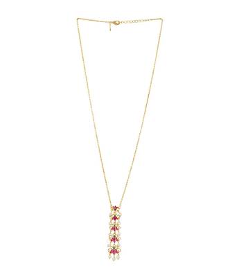 Lotus Garden Pendant Necklace In Pink Enamel 3