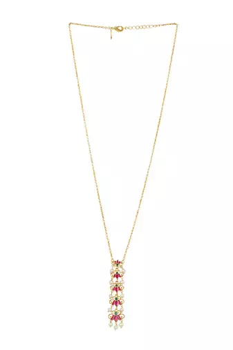 Lotus Garden Pendant Necklace In Pink Enamel