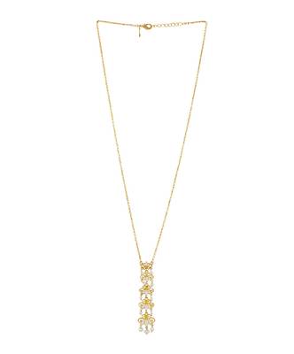 Lotus Garden Pendant Necklace In White Enamel 3
