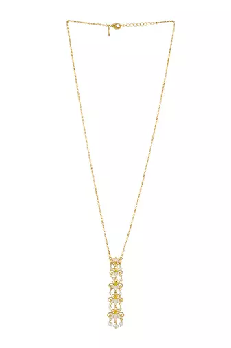 Lotus Garden Pendant Necklace In White Enamel