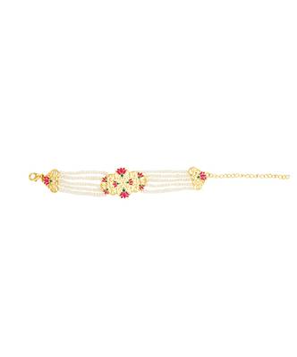 Maharani Lotus Choker Necklace In Pink Enamel 2