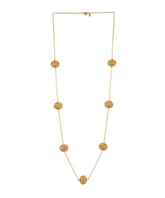 Lotus Globe Long Necklace In Pink Enamel 1