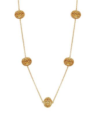 Lotus Globe Long Necklace In White Enamel 1