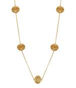 Lotus Globe Long Necklace In White Enamel