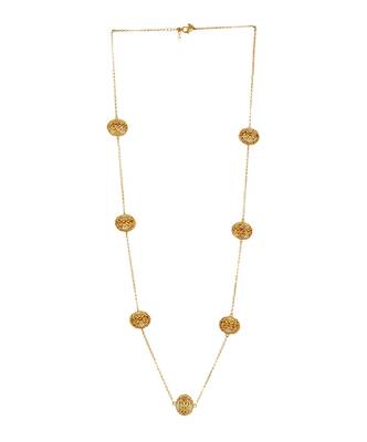 Lotus Globe Long Necklace In White Enamel 2