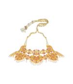 Naaz Lotus Choker Necklace In Pink Enamel