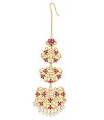 Goddess Lotus Maang Teeka In Pink Enamel