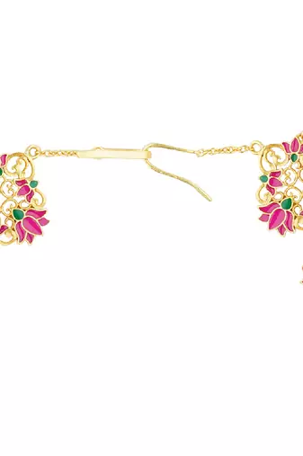 Poet's Delight Lotus Maatha Patti In Pink Enamel