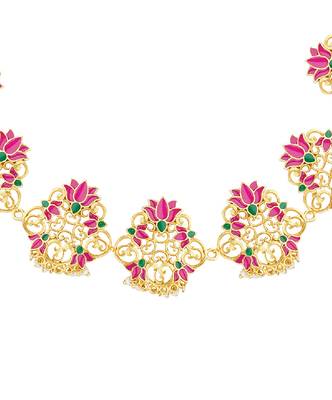 Poet's Delight Lotus Maatha Patti In Pink Enamel 3