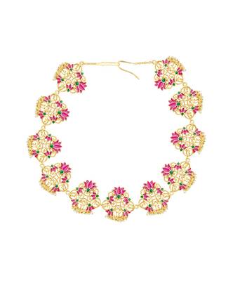 Poet's Delight Lotus Maatha Patti In Pink Enamel 1