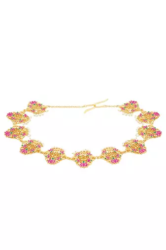 Poet's Delight Lotus Maatha Patti In Pink Enamel