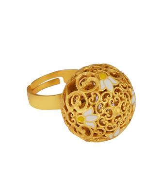 Lotus Globe Statement Ring In Pink Enamel 1
