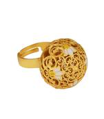 Lotus Globe Statement Ring In Pink Enamel