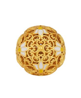 Lotus Globe Statement Ring In Pink Enamel 3